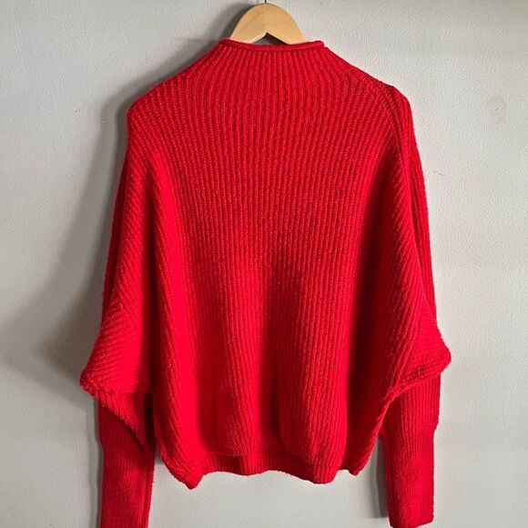 Jodifl Red Ribbed Knit Sweater L Oversized Slouchy Pullover Cozy Chunky Knitwear - Picture 7 of 8